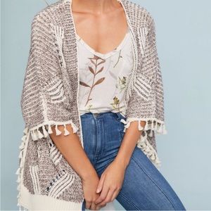 - Anthropologie Eliana Beige Knit Kimono-One size